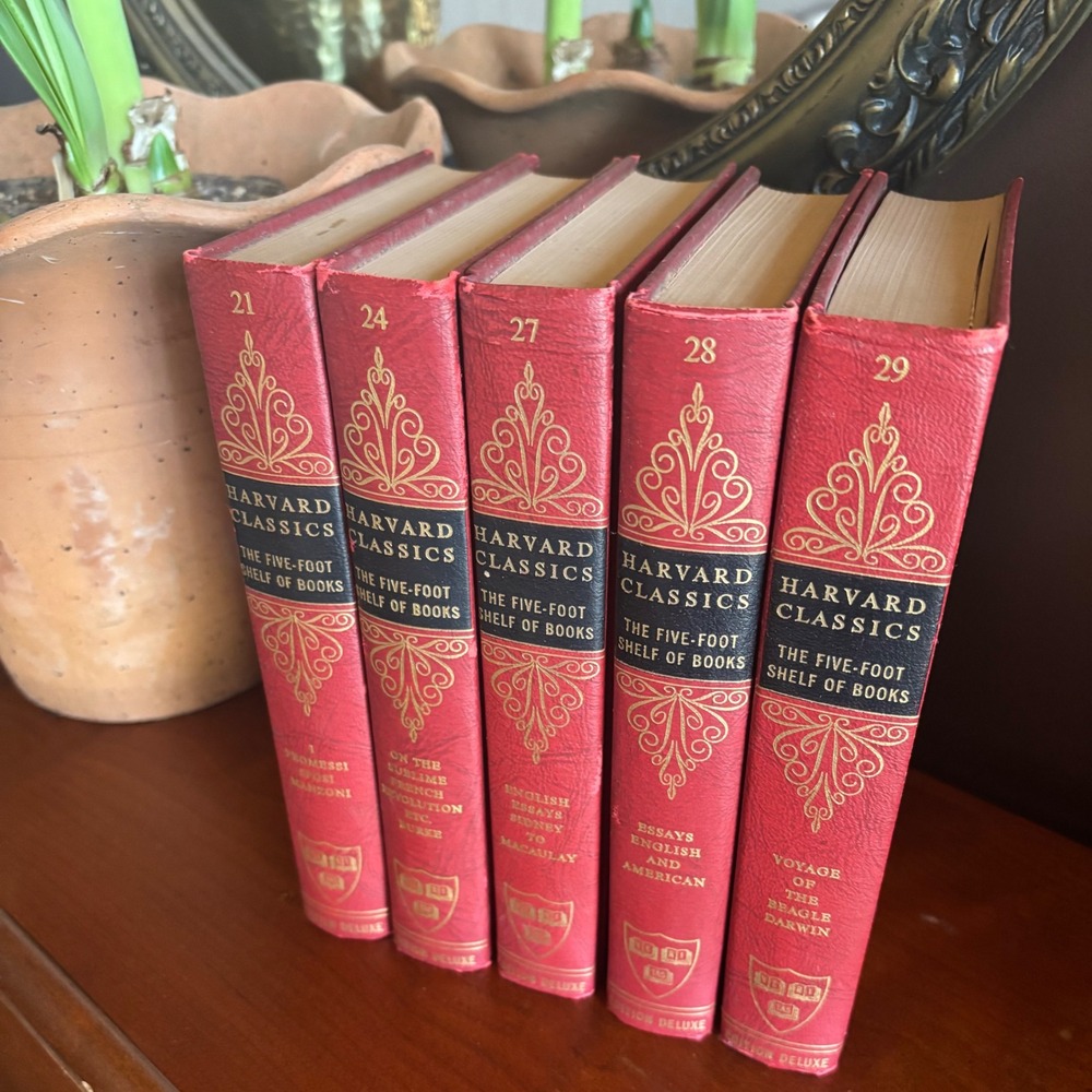 Harvard Classics Five-Foot Shelf of Books 1959‎ Red Set of 5 Vintage Home Decor